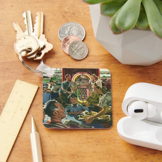 ヴィンテージのファミリーディナーとジュークボックス キーホルダー (デスク)