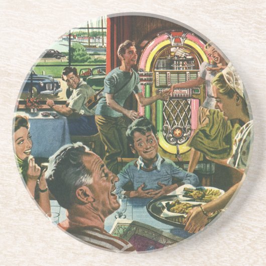 ヴィンテージのファミリーディナーとジュークボックス コースター (正面)