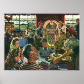 ヴィンテージのファミリーディナーとジュークボックス ポスター (正面)