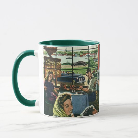 ヴィンテージのファミリーディナーとジュークボックス マグカップ (左)