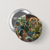 ヴィンテージのファミリーディナーとジュークボックス 缶バッジ (正面&裏面)