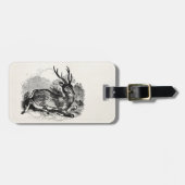 ヴィンテージのファロージカの木びき台のパーソナライズなイラストレーション ラゲッジタグ (正面横)