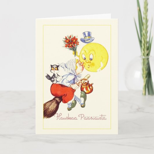 ヴィンテージのフィンランドのHauskaa Pääsiäistäイースターカード シーズンカード (正面)