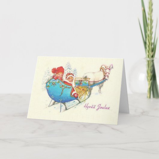 ヴィンテージのフィンランドのHyvää Jouluaのクリスマスカード シーズンカード (正面)