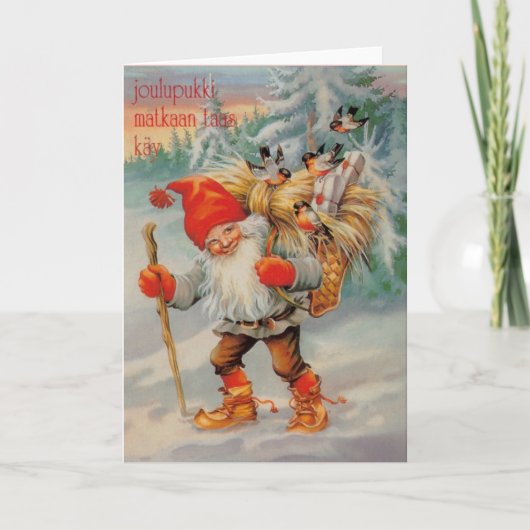 ヴィンテージのフィンランドのJoulupukkiのクリスマスカード シーズンカード (正面)