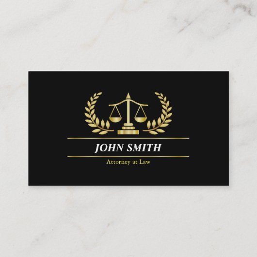 ヴィンテージのフェイクな金ゴールドの天秤座の月桂樹のプロフェッショナル弁護士 名刺 (正面)