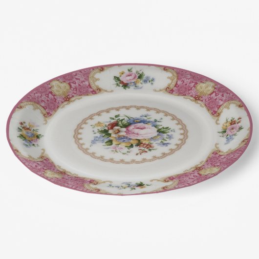 ヴィンテージのフォーマルな中国パターン紙のディナー用大皿 ペーパープレート (アングル)