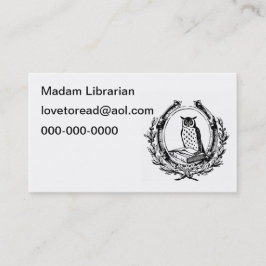 ヴィンテージのフクロウおよび本の蔵書票 名刺