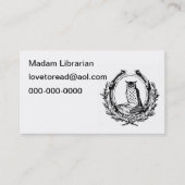 ヴィンテージのフクロウおよび本の蔵書票 名刺 (正面)