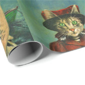 ヴィンテージのフクロウおよび猫猫の包装紙 ラッピングペーパー (ロールコーナー)