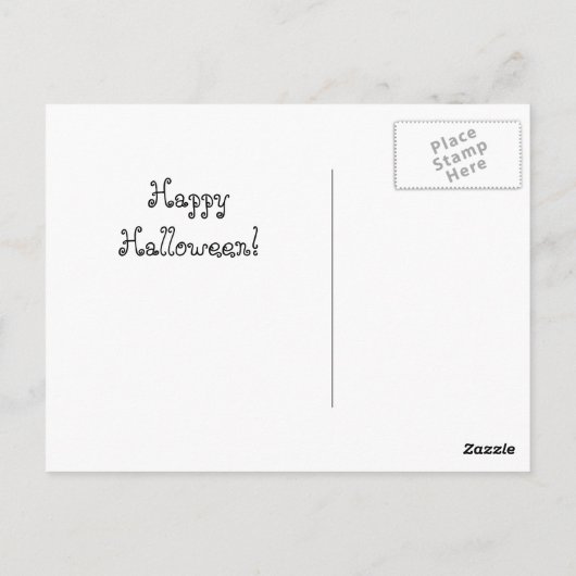 ヴィンテージのフクロウと黒猫のハロウィン グリーティングカード ポストカード (裏面)