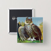 ヴィンテージのフクロウのプリント 缶バッジ (正面&裏面)