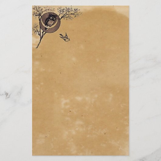 ヴィンテージのフクロウの文房具 便箋 (正面)