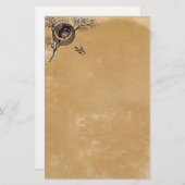 ヴィンテージのフクロウの文房具 便箋 (正面/裏面)