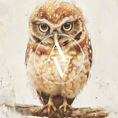 ヴィンテージのフクロウの肖像画　木の上の動物 ポスター