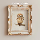 ヴィンテージのフクロウの肖像画 木の森の動物 ポスター