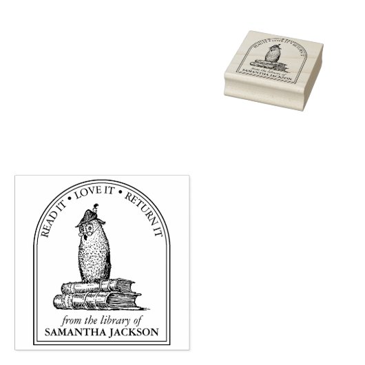 ヴィンテージのフクロウカスタム 図書館から ラバースタンプ (押印)