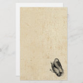 ヴィンテージのフクロウ 便箋 (正面/裏面)