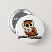 ヴィンテージのフクロウ 缶バッジ (正面&裏面)