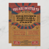 ヴィンテージのフットボールの誕生日のパーティの招待状 招待状 (正面/裏面)