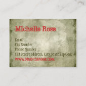 ヴィンテージのフランスので華美でレースのようなバラのデザイン 名刺 (裏面)