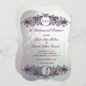 ヴィンテージのフランスので華美な紫色のリハーサルの夕食 招待状 (正面/裏面)