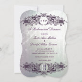 ヴィンテージのフランスので華美な紫色のリハーサルの夕食 招待状 (正面)