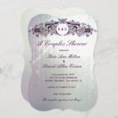 ヴィンテージのフランスので華美な紫色の輝きのカップルのシャワー 招待状 (正面/裏面)
