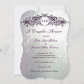 ヴィンテージのフランスので華美な紫色の輝きのカップルのシャワー 招待状 (正面)