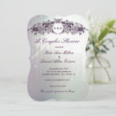 ヴィンテージのフランスので華美な紫色の輝きのカップルのシャワー 招待状 (スタンド正面)