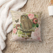 ヴィンテージのフランスのなぼろぼろのシックなフクロウの枕 クッション (ブランケット)