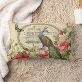 ヴィンテージのフランスのなぼろぼろのシックな孔雀 ランバークッション (ブランケット)