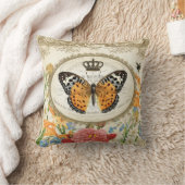 ヴィンテージのフランスのなぼろぼろのシックな蝶枕 クッション (ブランケット)