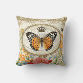 ヴィンテージのフランスのなぼろぼろのシックな蝶枕 クッション (正面)