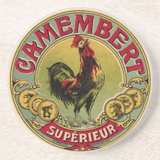 ヴィンテージのフランスのなオンドリの農場およびチーズコースター コースター (正面)