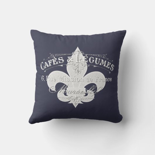 ヴィンテージのフランスのなカフェは個人化なります クッション (裏面)