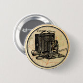 ヴィンテージのフランスのなカメラのパーティーボタンPin 缶バッジ (正面&裏面)
