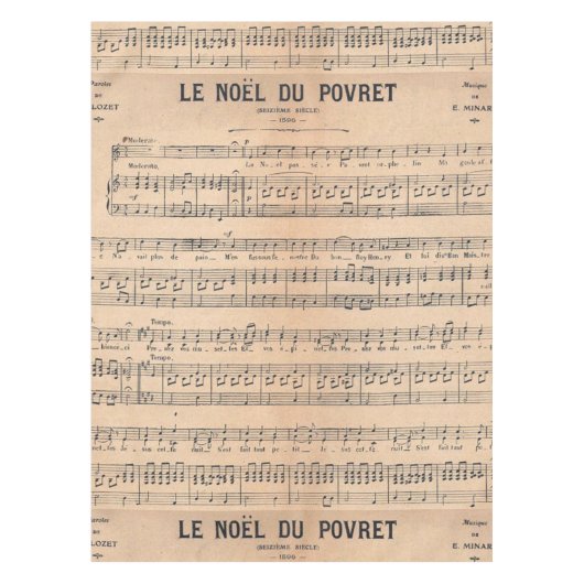 ヴィンテージのフランスのなクラシック音楽シートの紙 テーブルクロス (正面)