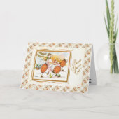 ヴィンテージのフランスのなクリスマス、雪だるまおよびてんとう虫 シーズンカード (正面)