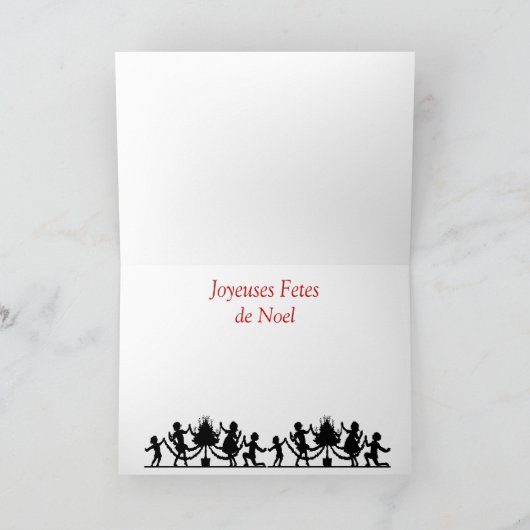 ヴィンテージのフランスのなクリスマス、雪の子供 シーズンカード (内部)