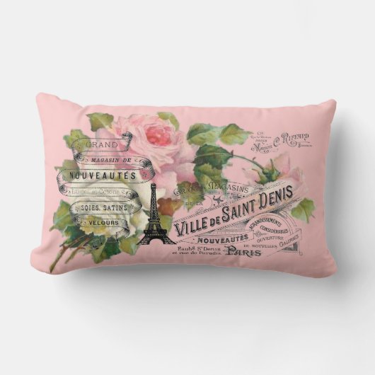 ヴィンテージのフランスのなコラージュの装飾用クッション ランバークッション (正面)