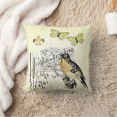 ヴィンテージのフランスのなコラージュの鳥の蝶フルーア クッション (ブランケット)