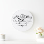 ヴィンテージのフランスのなコーヒー及び野菜の広告 ラージ壁時計 (ホーム)