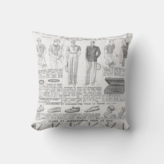 ヴィンテージのフランスのなゴルフカタログ(1931年) クッション (正面)
