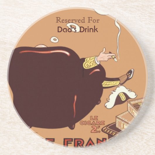ヴィンテージのフランスのなシガーポスター広告のラベルのカスタム コースター (正面)