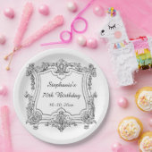 ヴィンテージのフランスのなスクロール第70誕生日 ペーパープレート (パーティー)