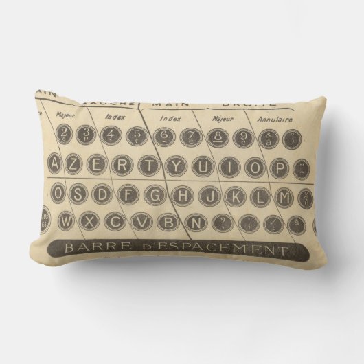 ヴィンテージのフランスのなタイプライターガイド ランバークッション (正面)