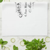 ヴィンテージのフランスのなタイポグラフィのカフェとマメ科植物 キッチンタオル (折り畳み)