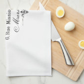 ヴィンテージのフランスのなタイポグラフィのカフェとマメ科植物 キッチンタオル (四つ折り)