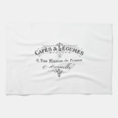 ヴィンテージのフランスのなタイポグラフィのカフェとマメ科植物 キッチンタオル (横)